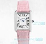 AF Factory Copy Cartier Tank Solo White Dial Pink Crocodile Strap Watch